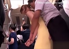 Sexy Japanese girls give blowjob and fuck in bus