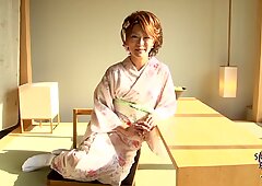 Japanese tranny plays with her fuckrod adorably to stiff erection