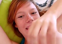 Freckled teen first timer bangs for cum