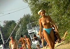 Nudist video at the beach with hot mature babes