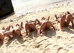 Bored Japanese MILFs Having Fun at Nude Beach