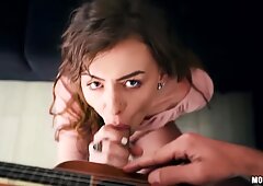 Ragazzo seduce una ragazza carina con un ukulele in un sesso violento - Alex Blake e Tony Rubino