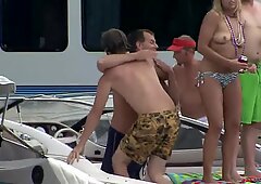 Slut on the yacht enjoys party and gets pussy fingered